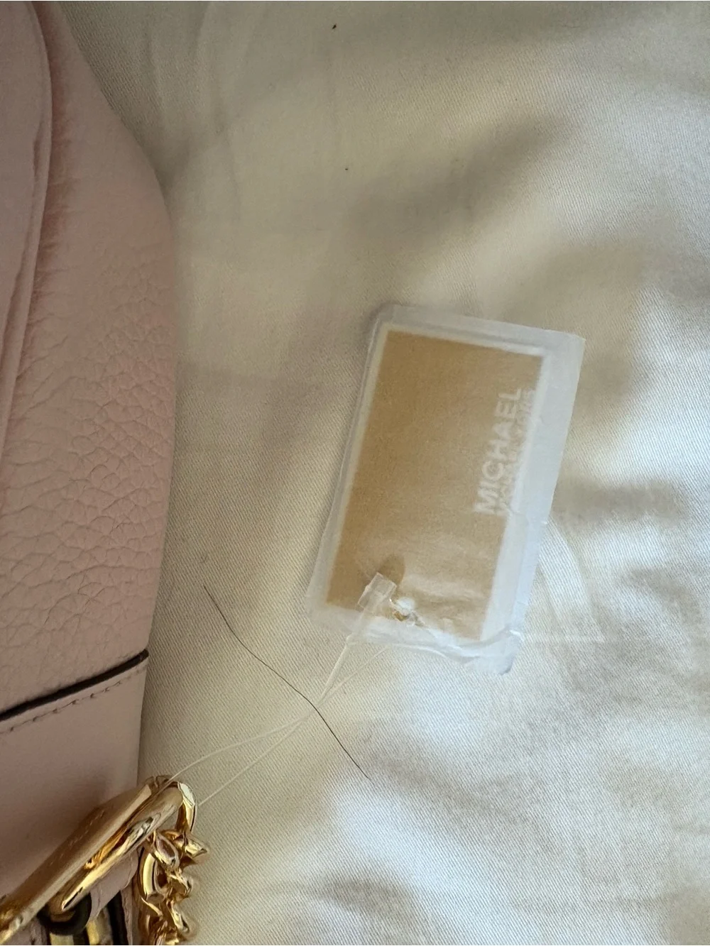 Michael Kors Blush Pebbled Leather Small Crossbody with Gold Chain